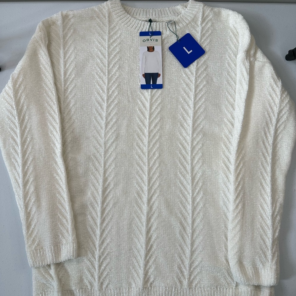 Orvis Ladies chenille Sweater Cream L